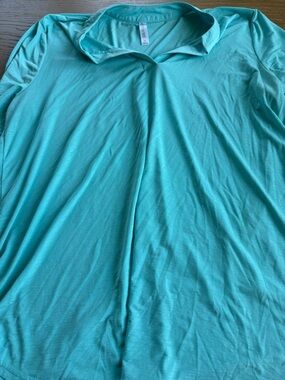 Women's Teal Short-Sleeve Polo Tunic